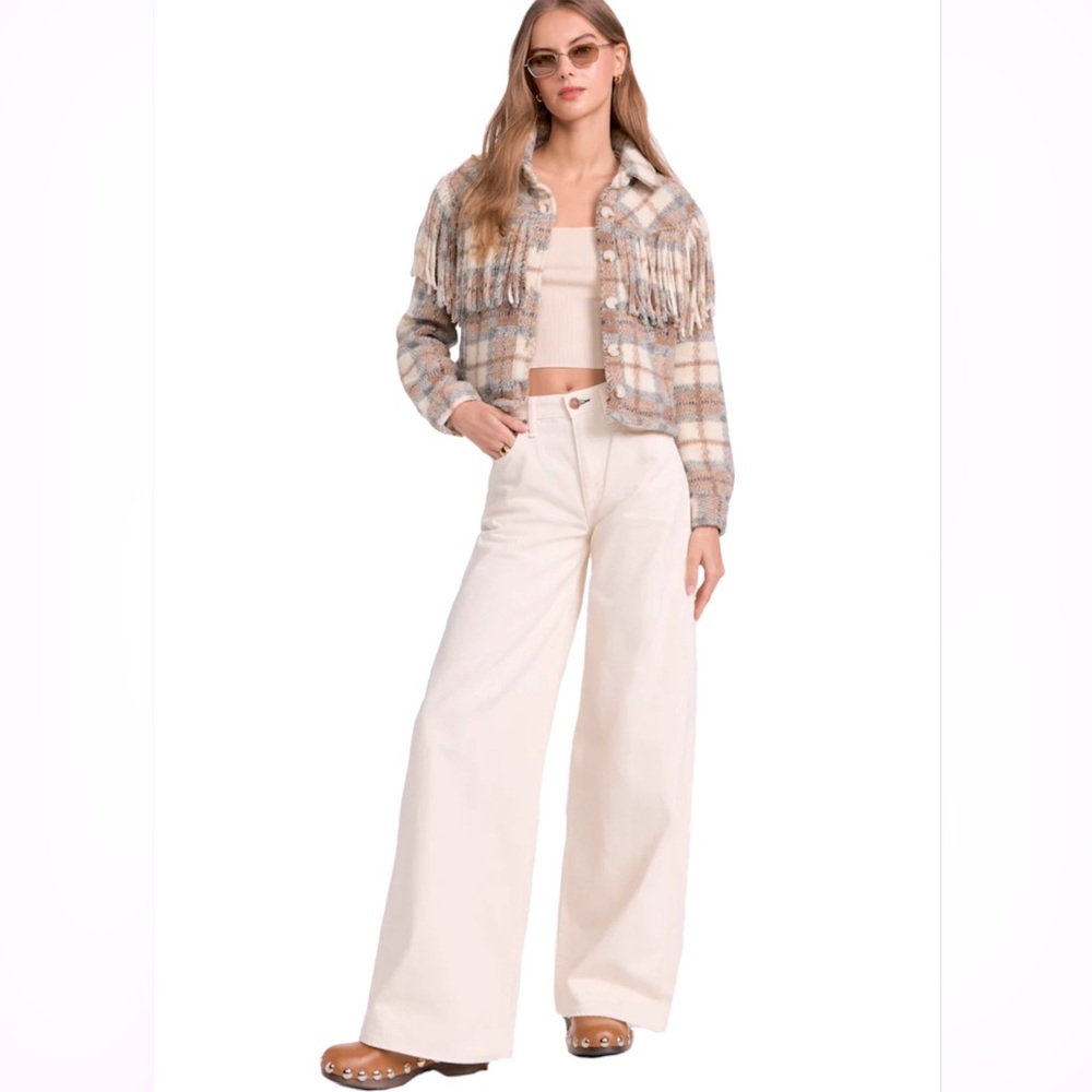 Blank NYC Take Note Cropped Fringe Shacket